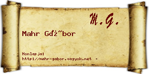 Mahr Gábor névjegykártya